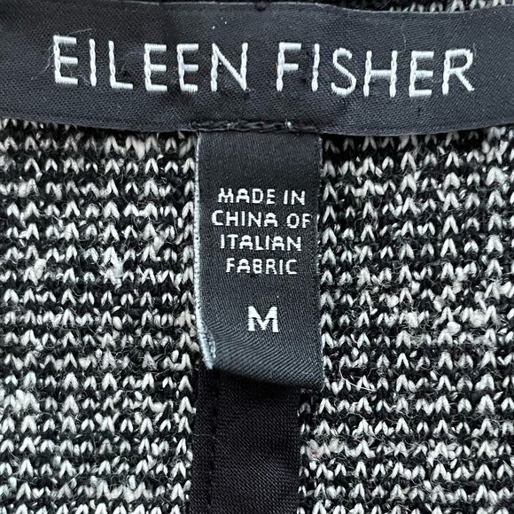 Eileen Fisher System Black & White Tweed Moto-Style Jacket. Size M. - Picture 10 of 12